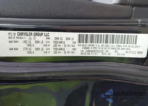 2013 Dodge Durango Sxt из США, поврежденный, VIN 1C4RDHAG3DC512152